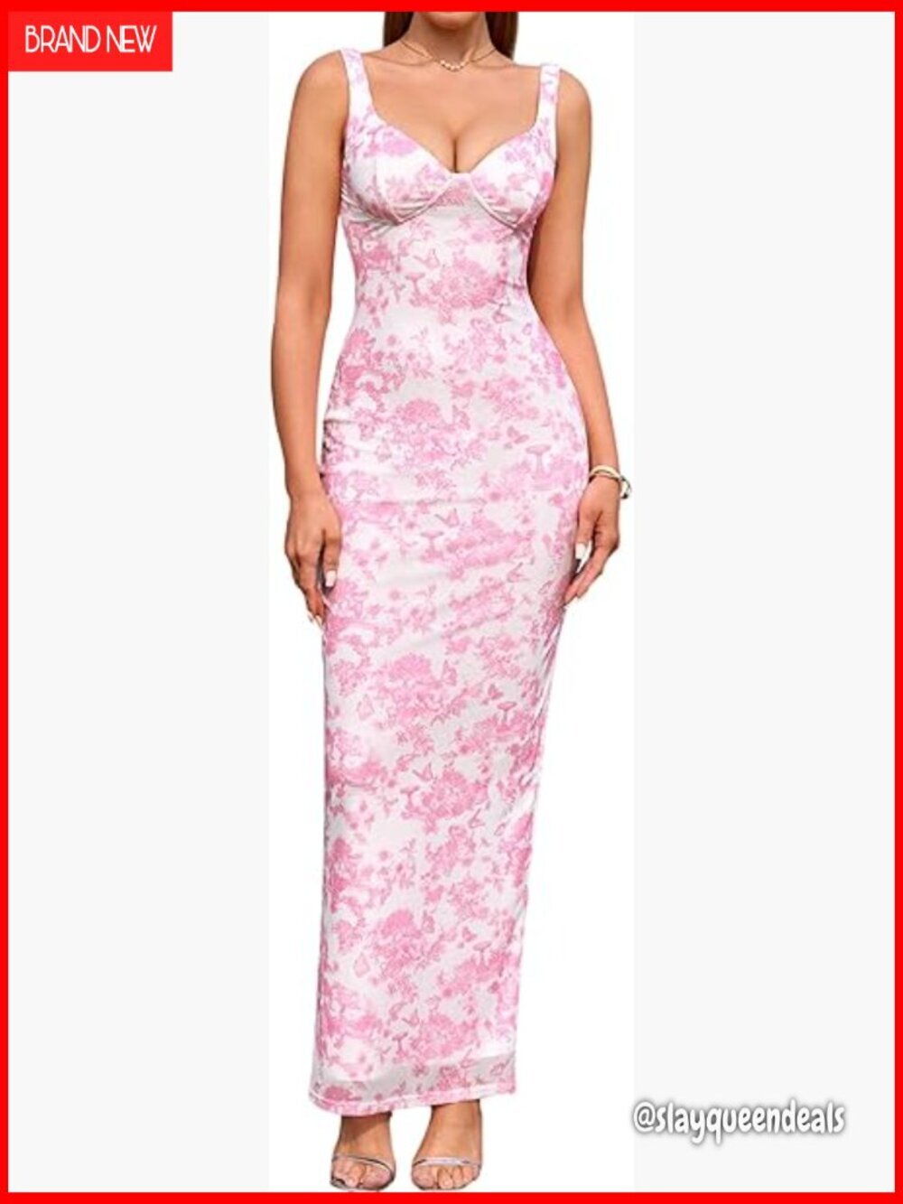 Floral Maxi Dress V Neck Halter Bodycon Sleeveless Formal Party Wedding Guest